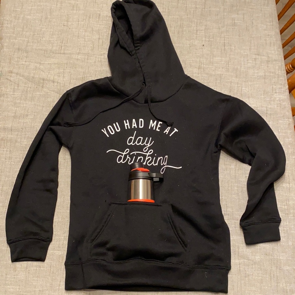 Black Hoodie w/ front pocket and drink holder